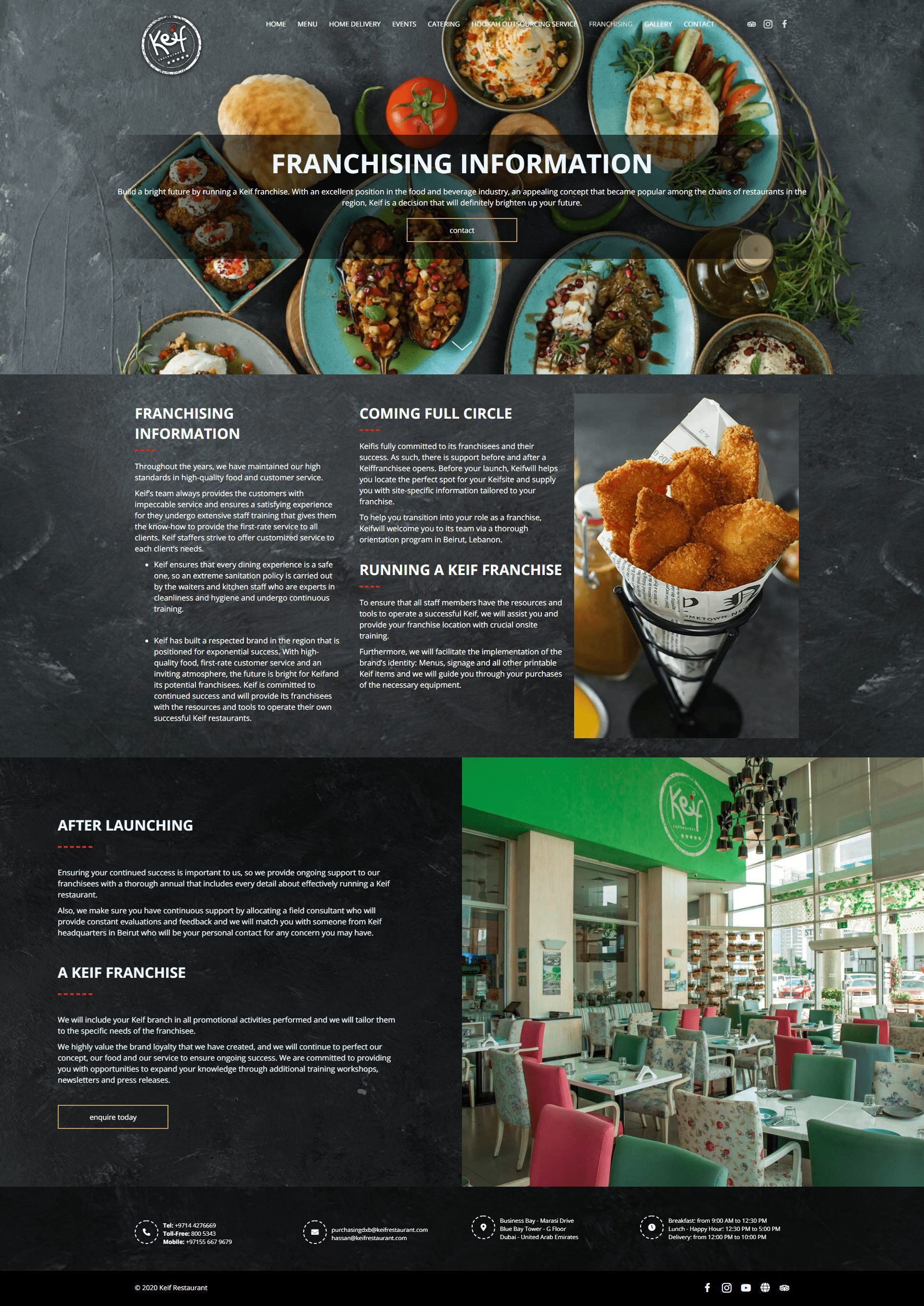 Keif Restaurant Franchising Page