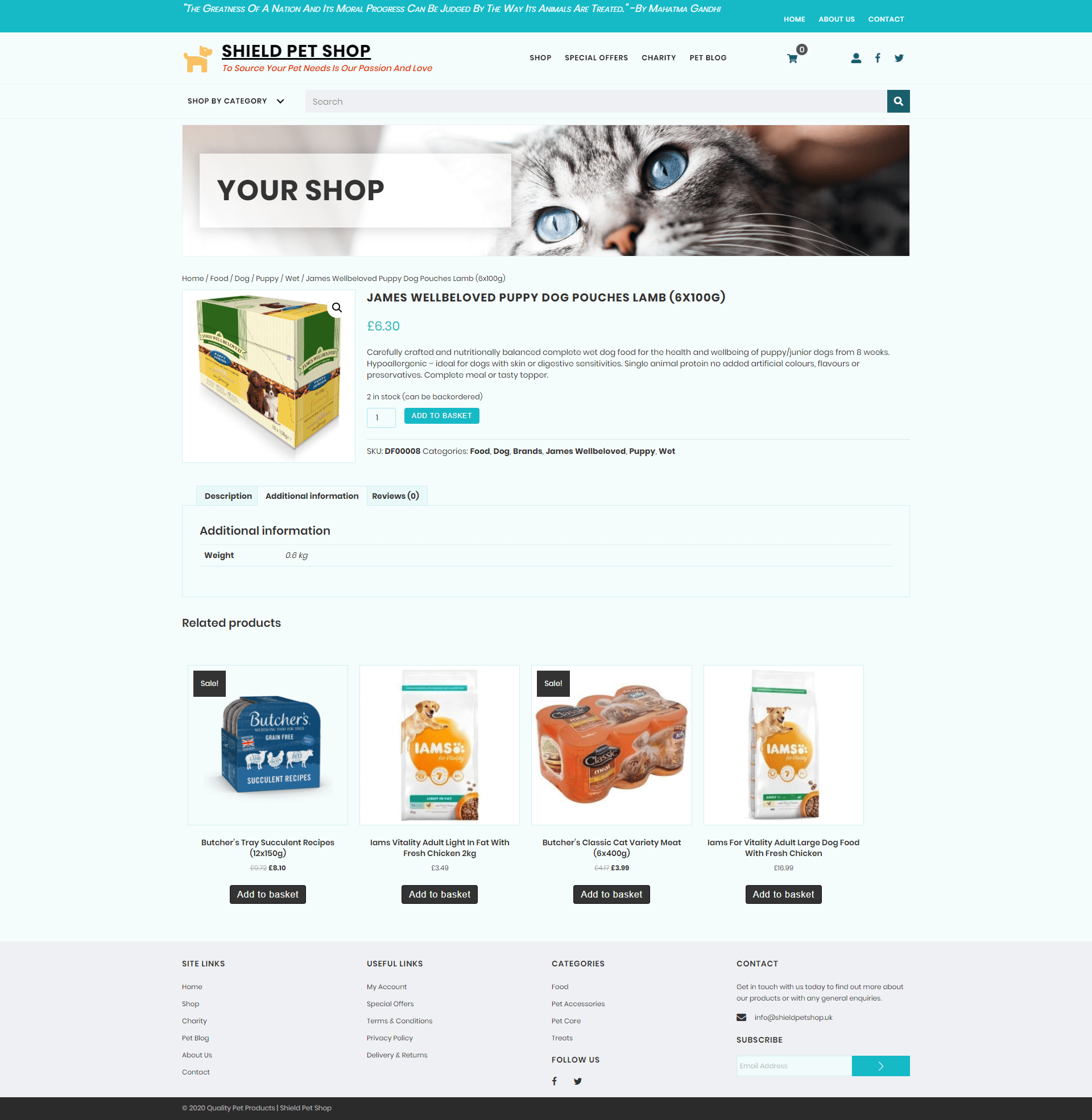 Shield Pet Shop Product Page