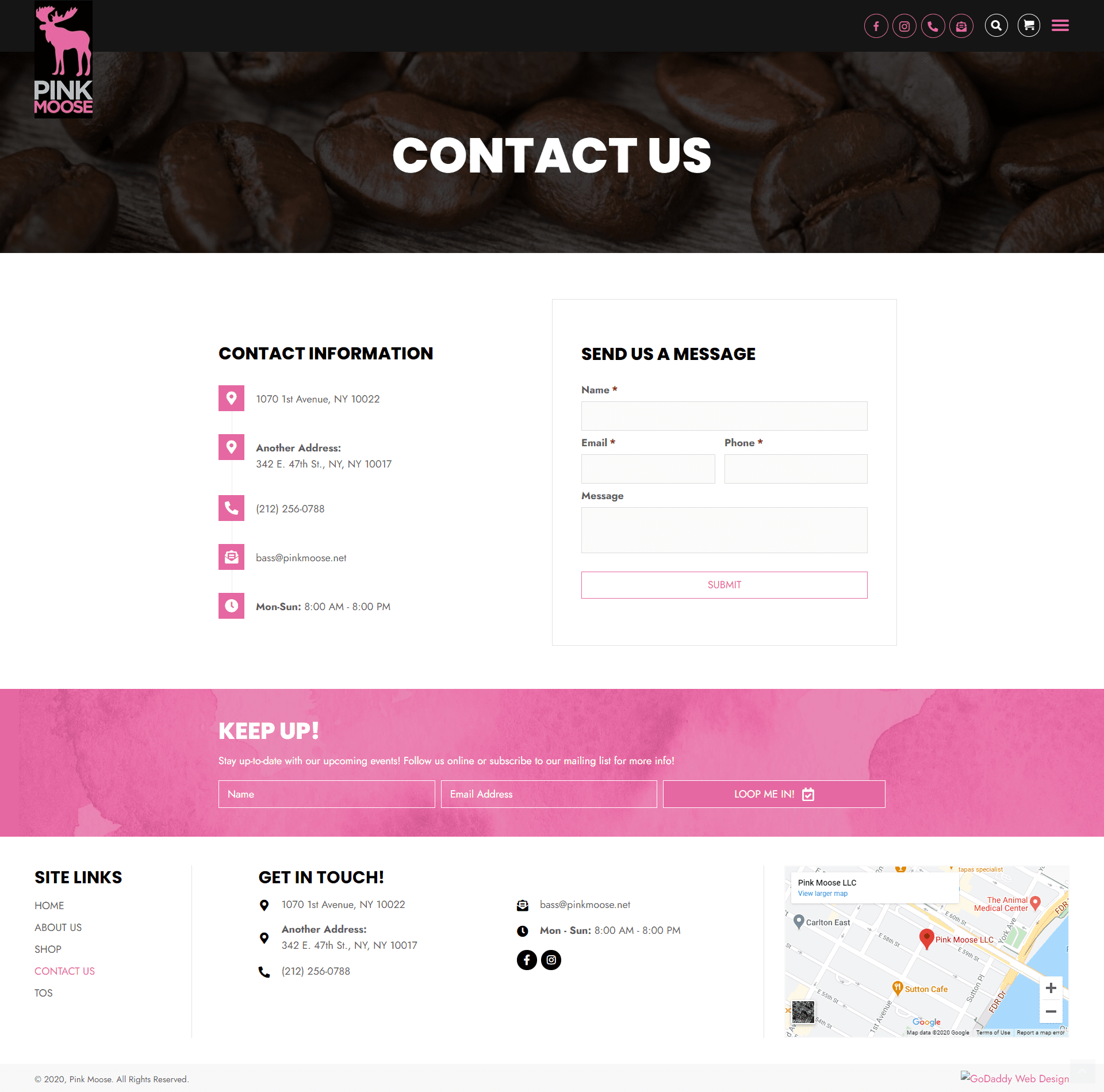 Pink Moose Contact Page