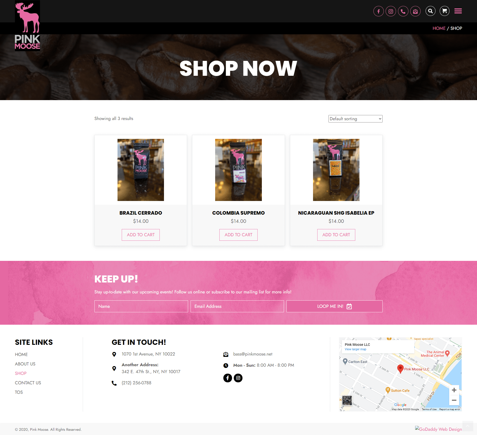 Pink Moose Shop Page
