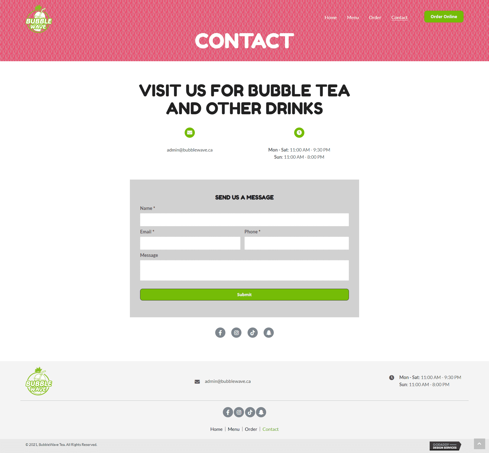 BubbleWave Tea Contact