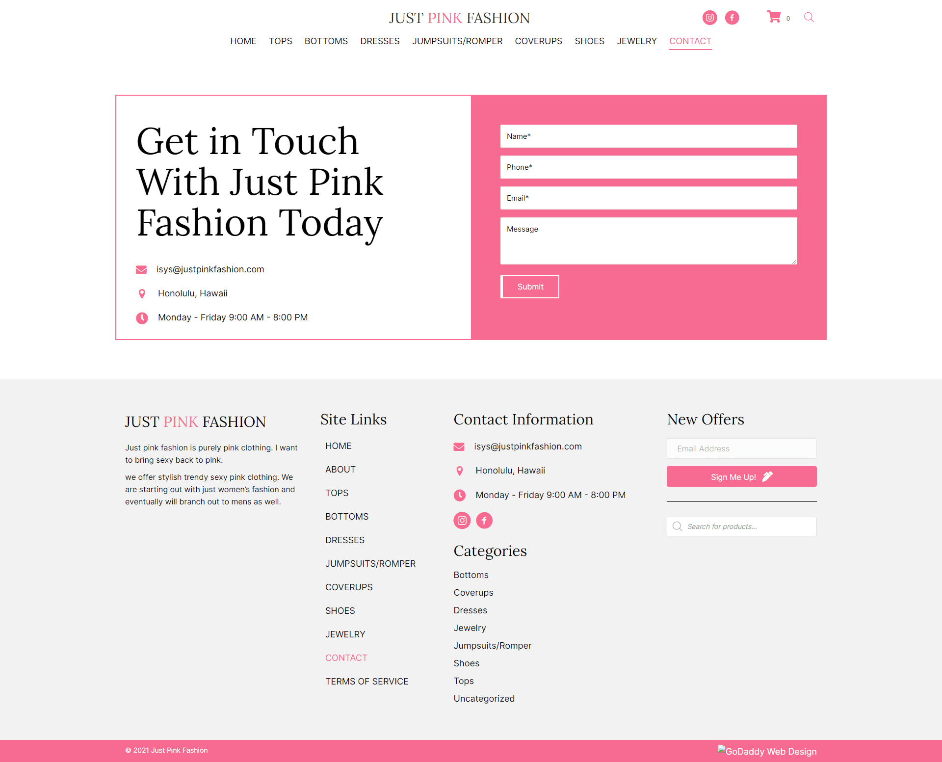 Just Pink Fashion Contact