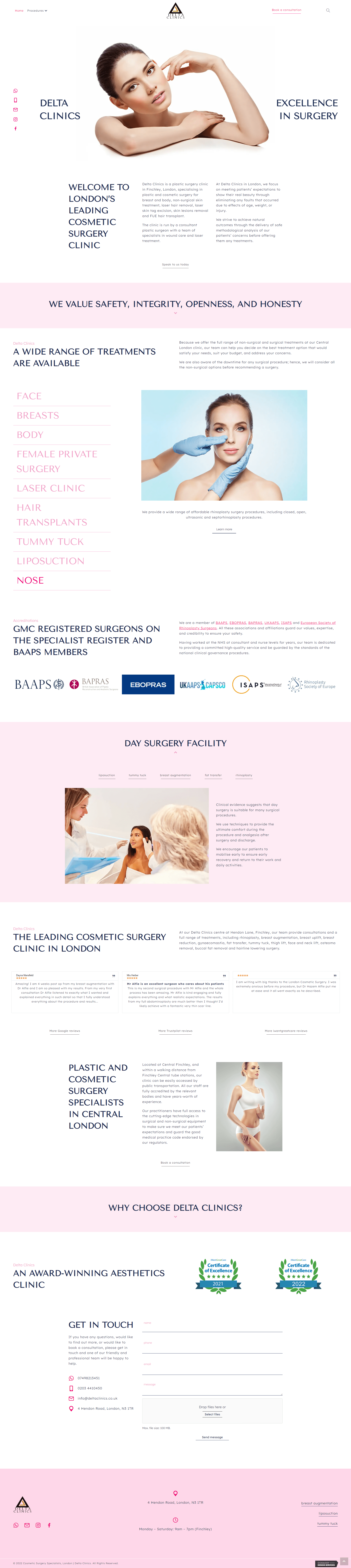 Delta Clinics homepage desktop